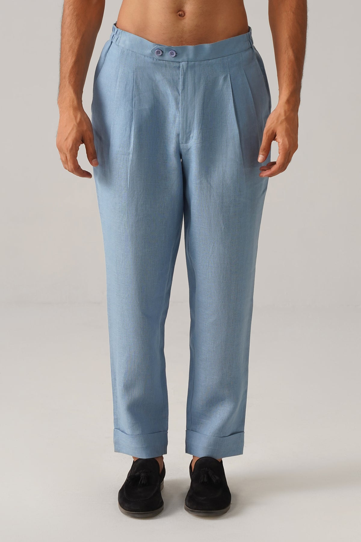 The Ehsaas Powder Blue Linen Kurta Set
