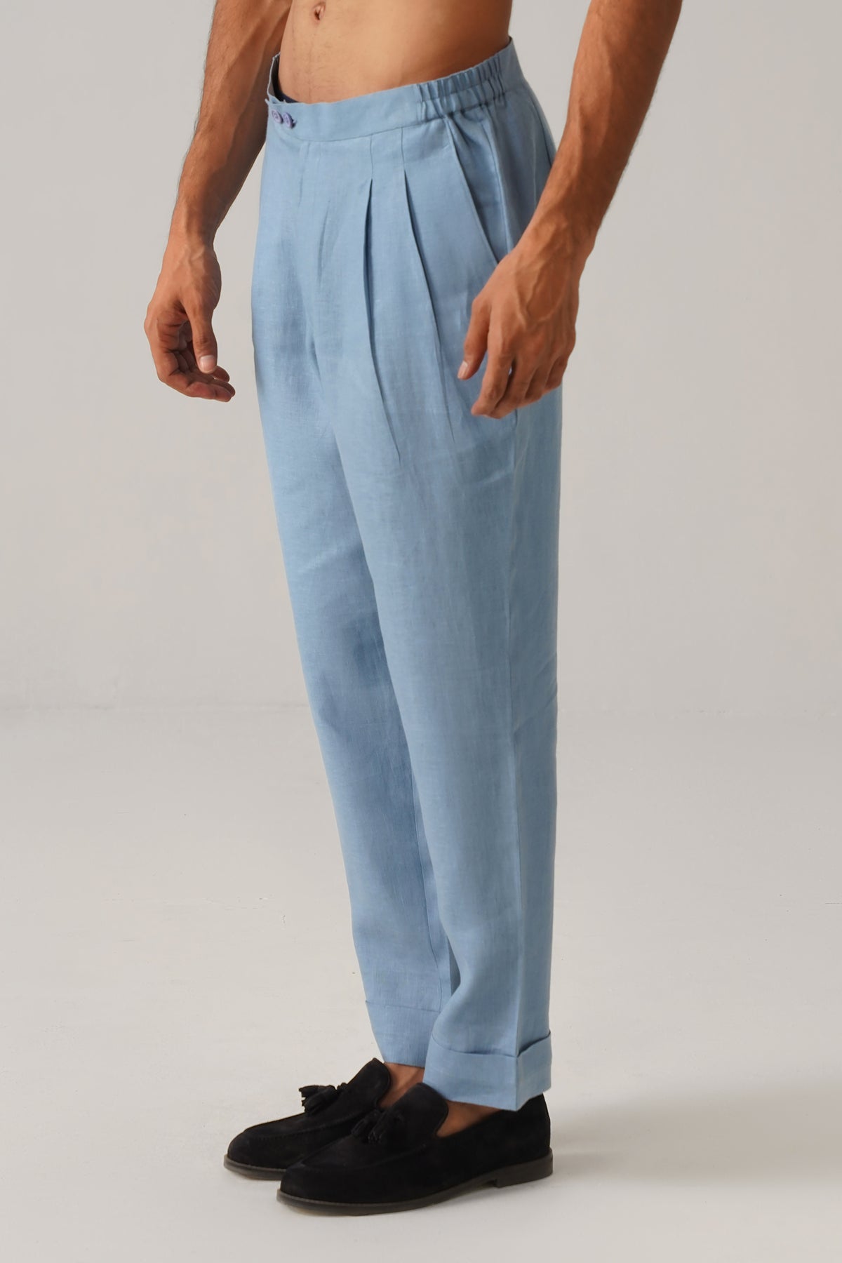 The Ehsaas Powder Blue Linen Kurta Set
