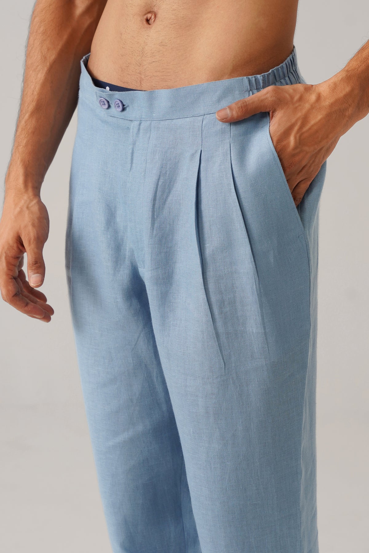 The Ehsaas Powder Blue Linen Kurta Set