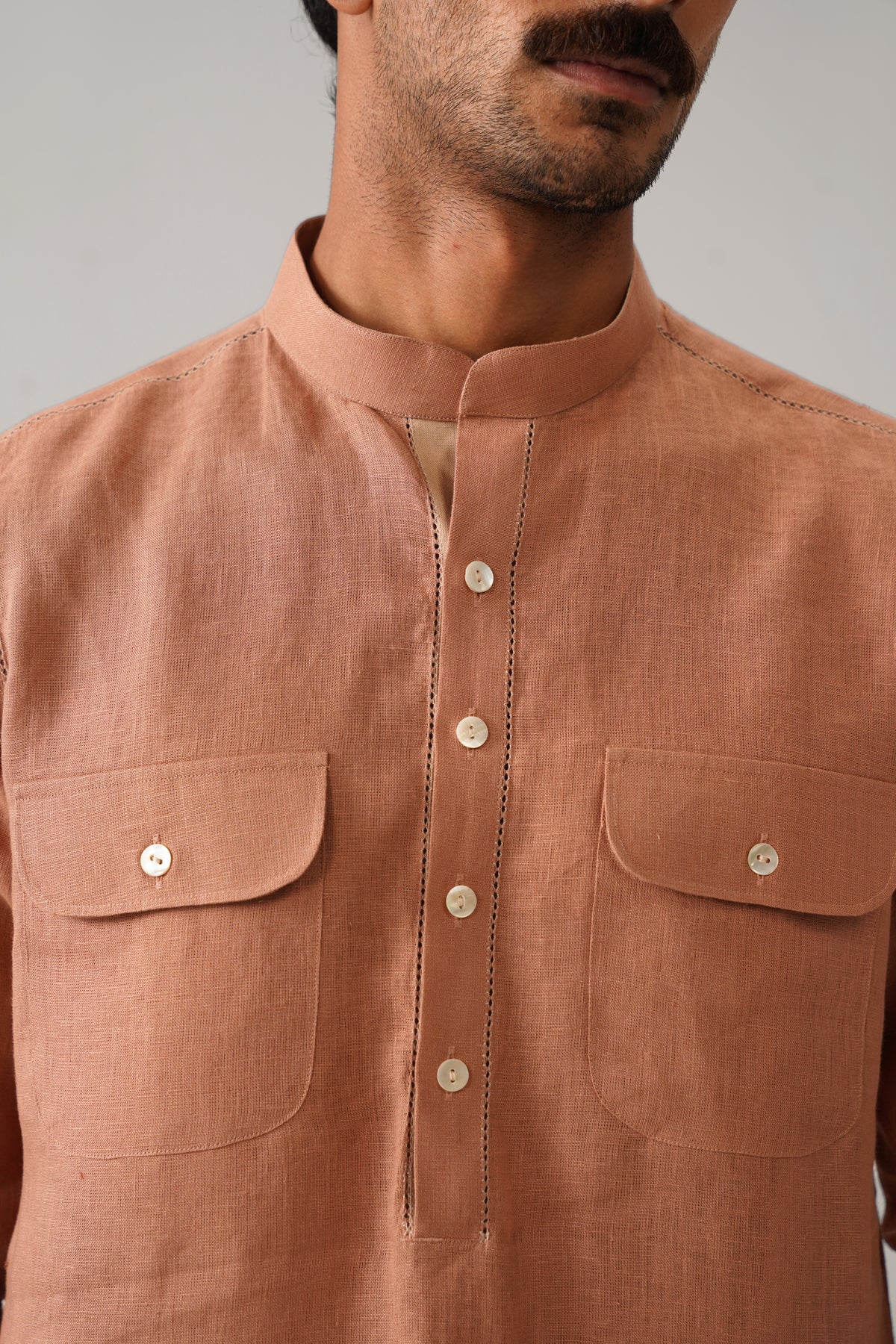 The Sehar Sand Linen Nehru Jacket