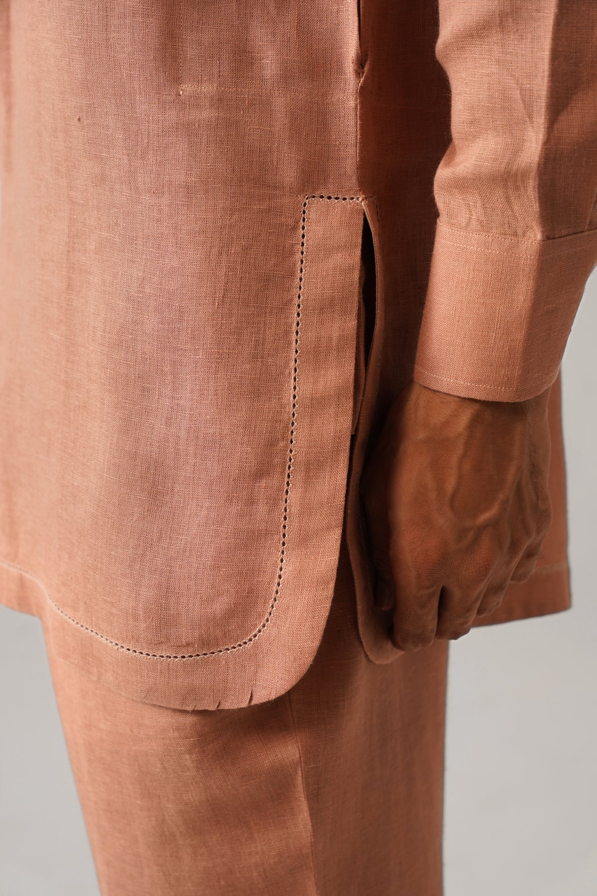 The Sehar Sand Linen Nehru Jacket