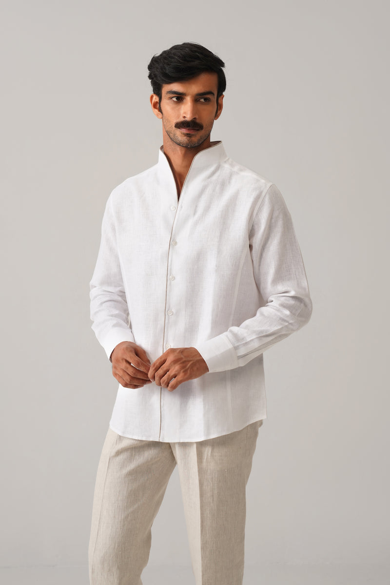 Royal Aristocratic White Linen Shirt