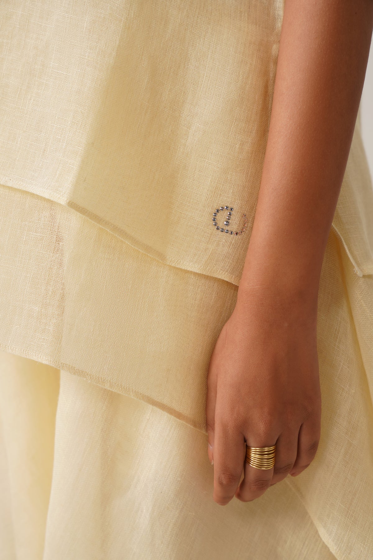 The Shabnam Cream Gauze Linen Cape