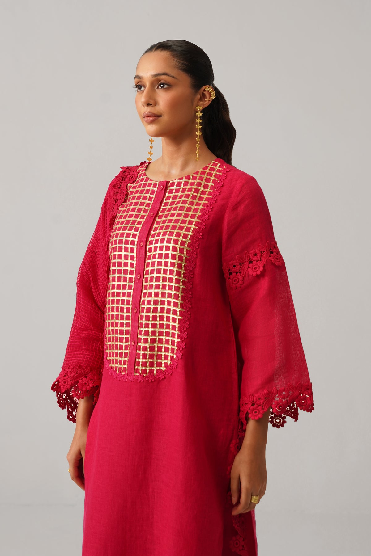 The Inayat Fuchsia Pink Gauze Linen Kurti