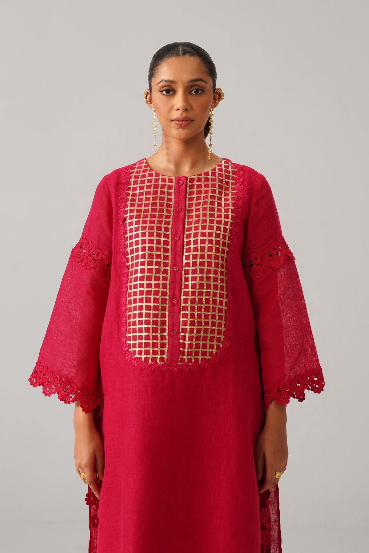 The Inayat Fuchsia Pink Gauze Linen Kurti