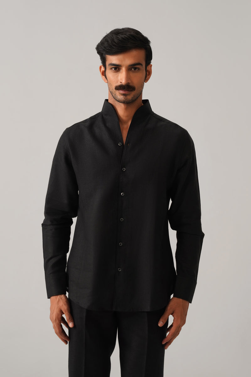 Royal Aristocratic Black Linen Shirt
