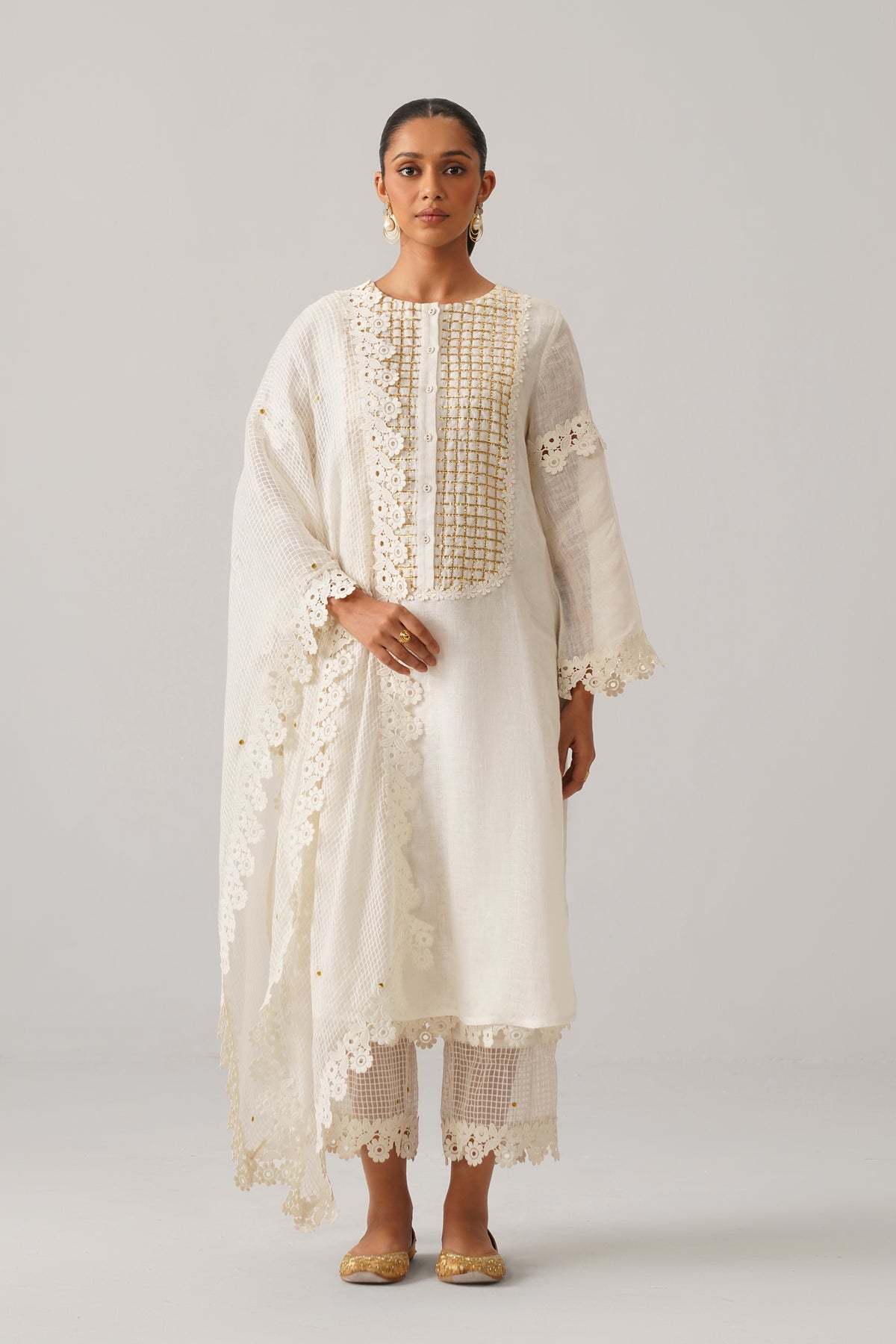 The Inayat Off White Gauze Linen Kurti