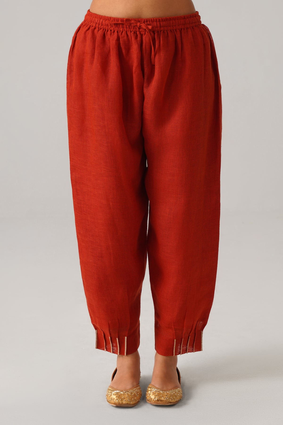 Patola Poise Burnt Orange Gauze Linen Kurta Set
