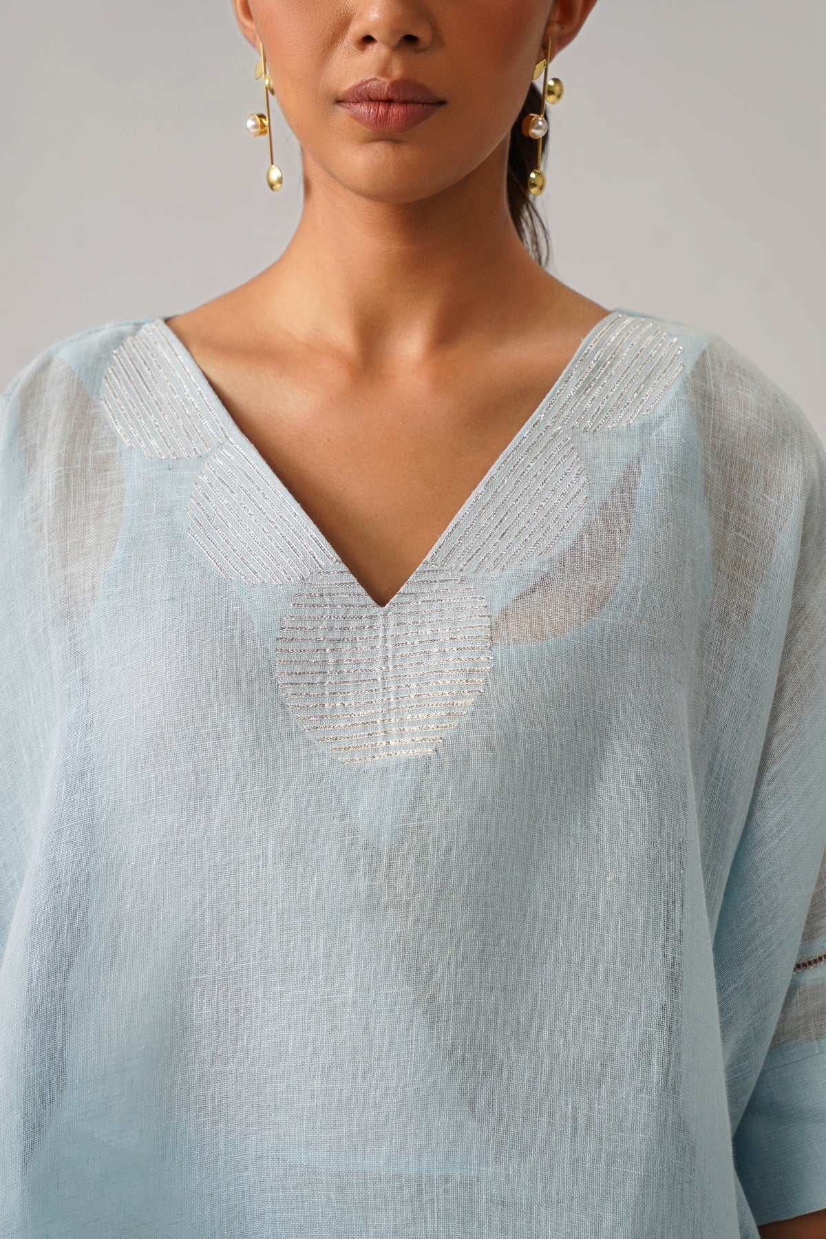 The Firdaus Light Blue Gauze Linen Cape