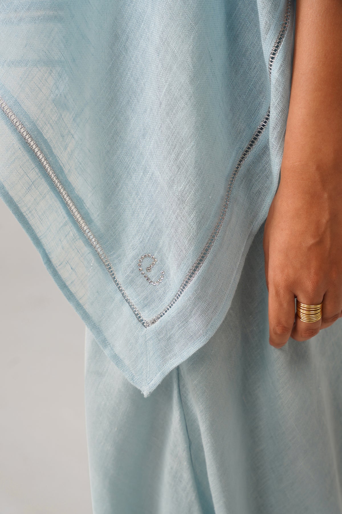 The Firdaus Light Blue Gauze Linen Cape