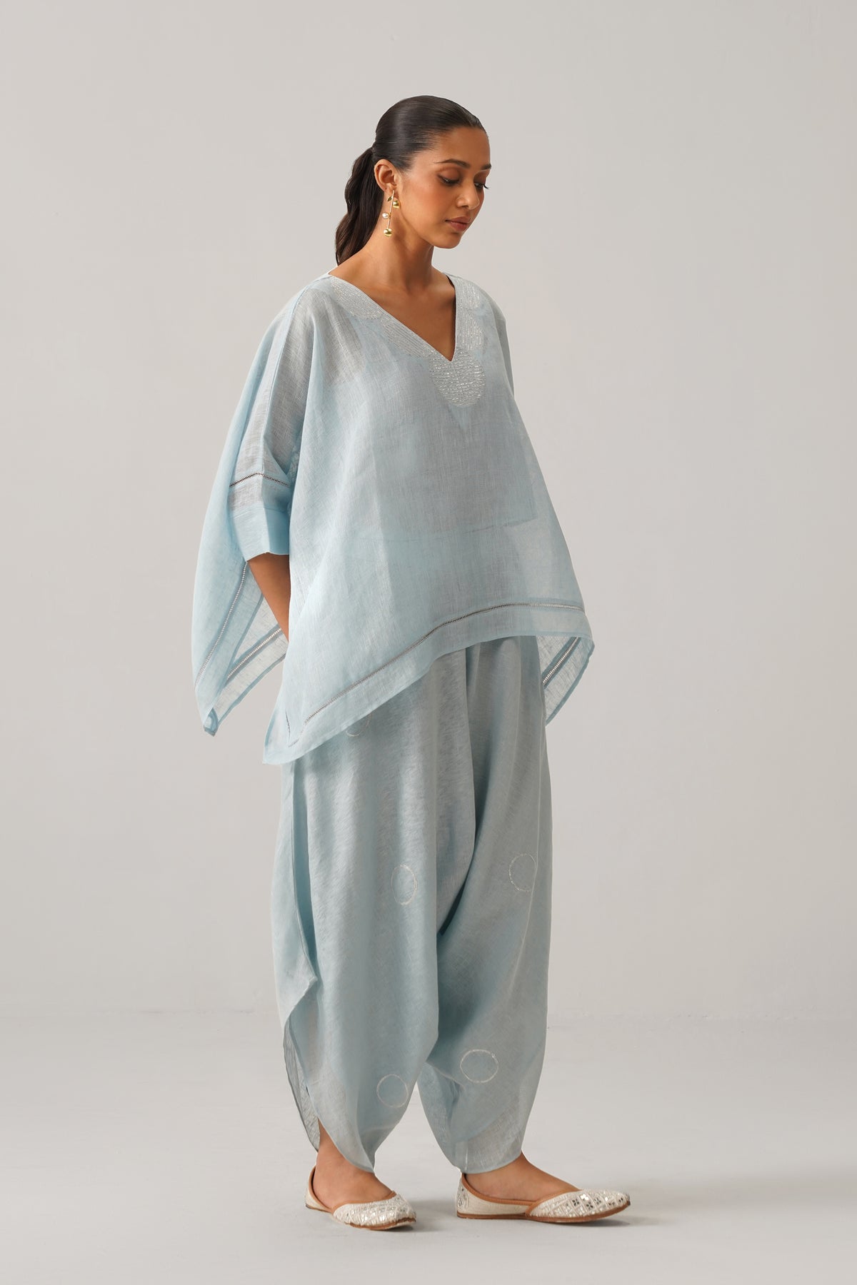 The Firdaus Light Blue Gauze Linen Cape