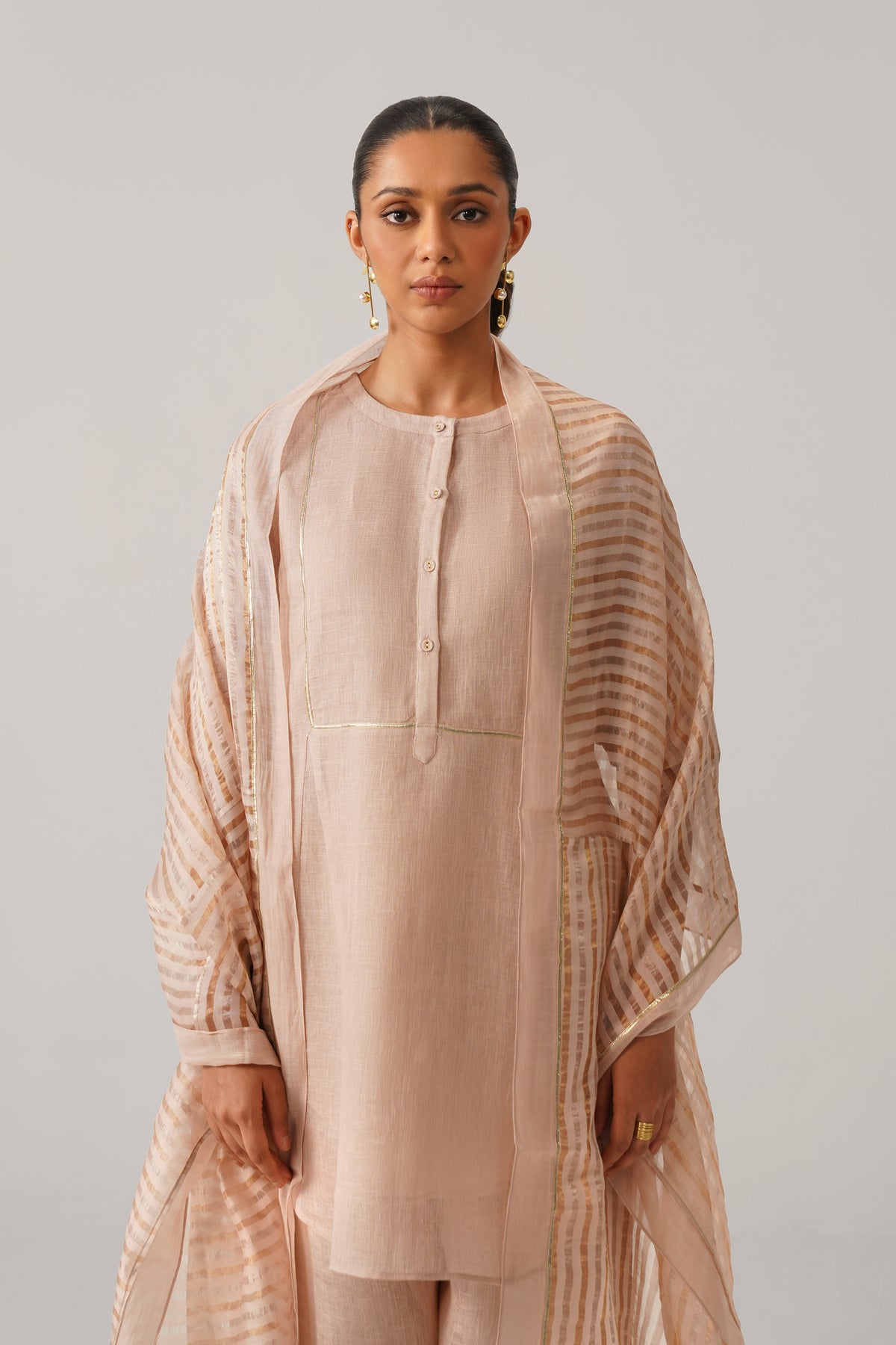 The Sitaara Champagne Gauze Linen Kurti