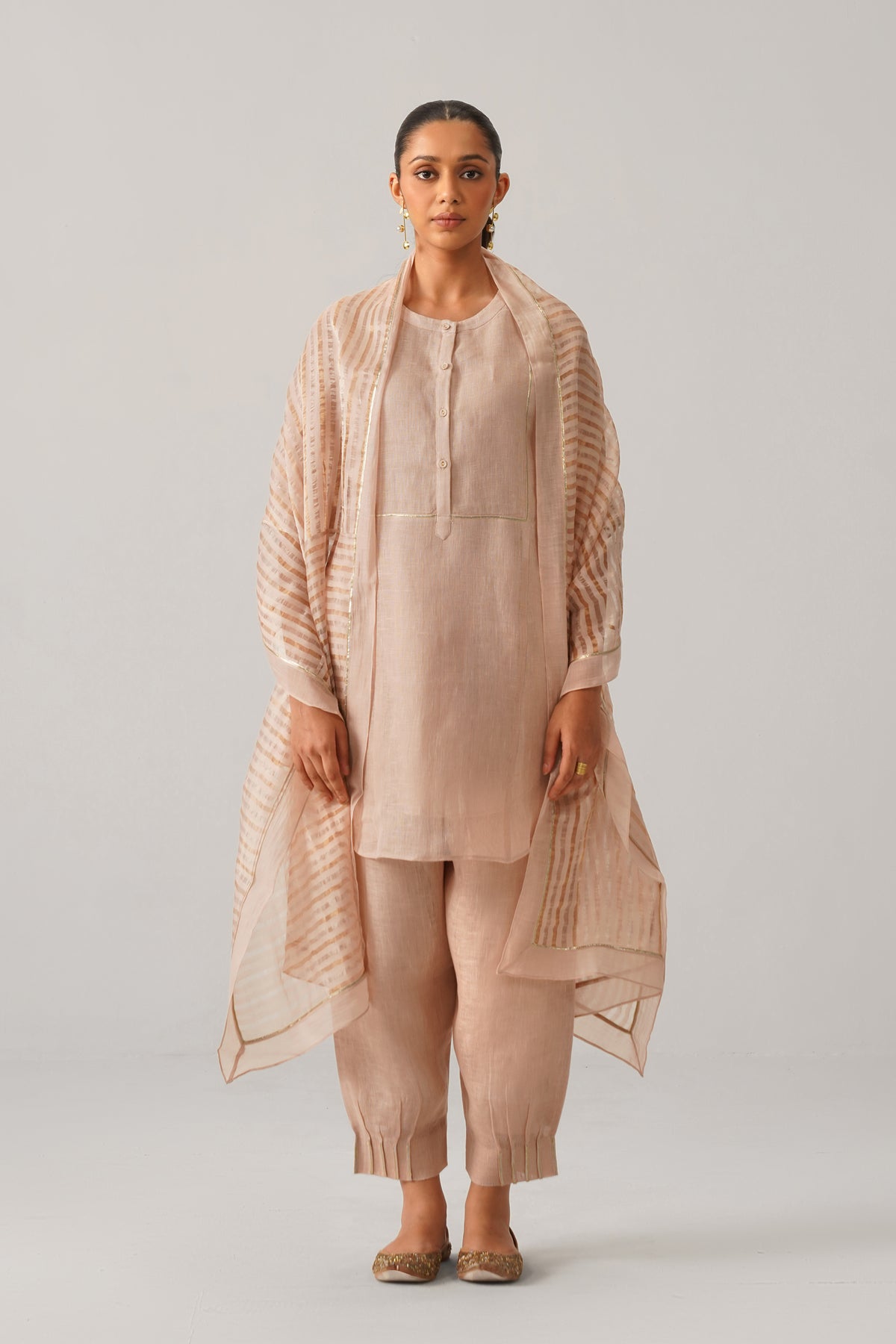 The Sitaara Champagne Gauze Linen Kurti
