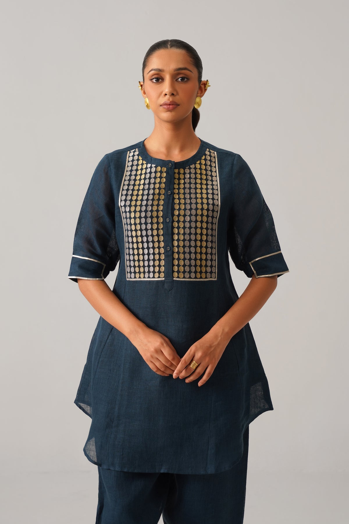 The Sitaara Sapphire Blue Gauze Linen Kurti