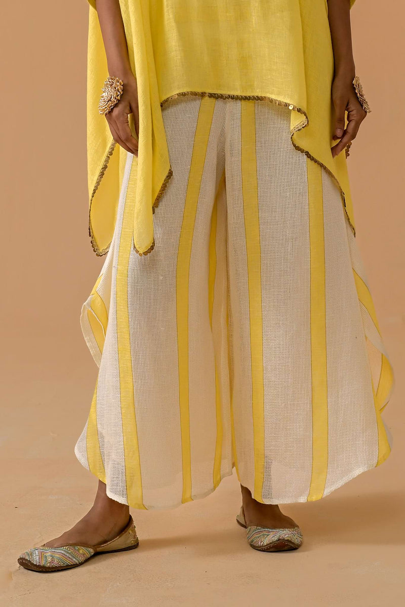 Drama Queen Yellow Stripe Linen Palazzo