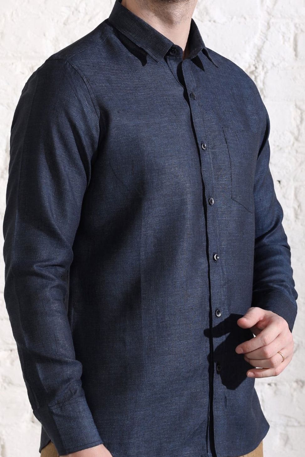 Extended Collar Linen Shirt - Yell With Us