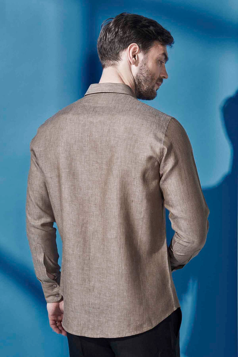 Extended Collar Linen Shirt - Yell With Us