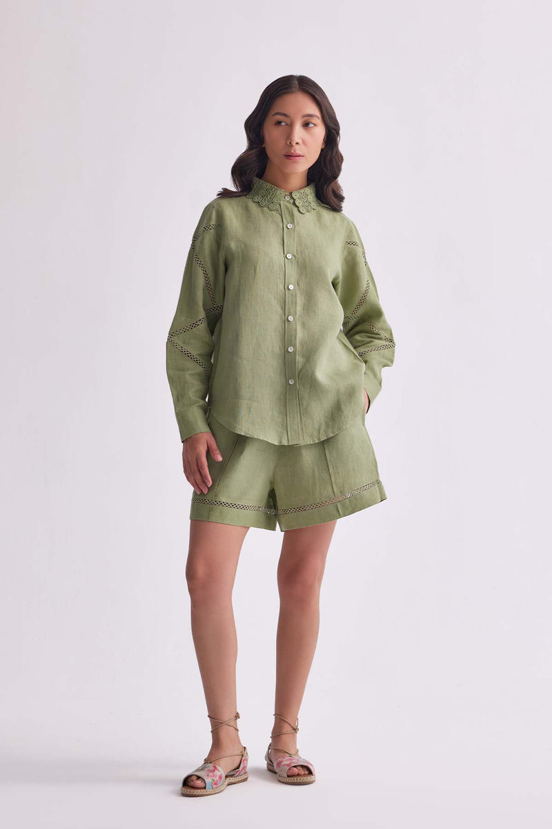 The Rishitha Mint Linen Short