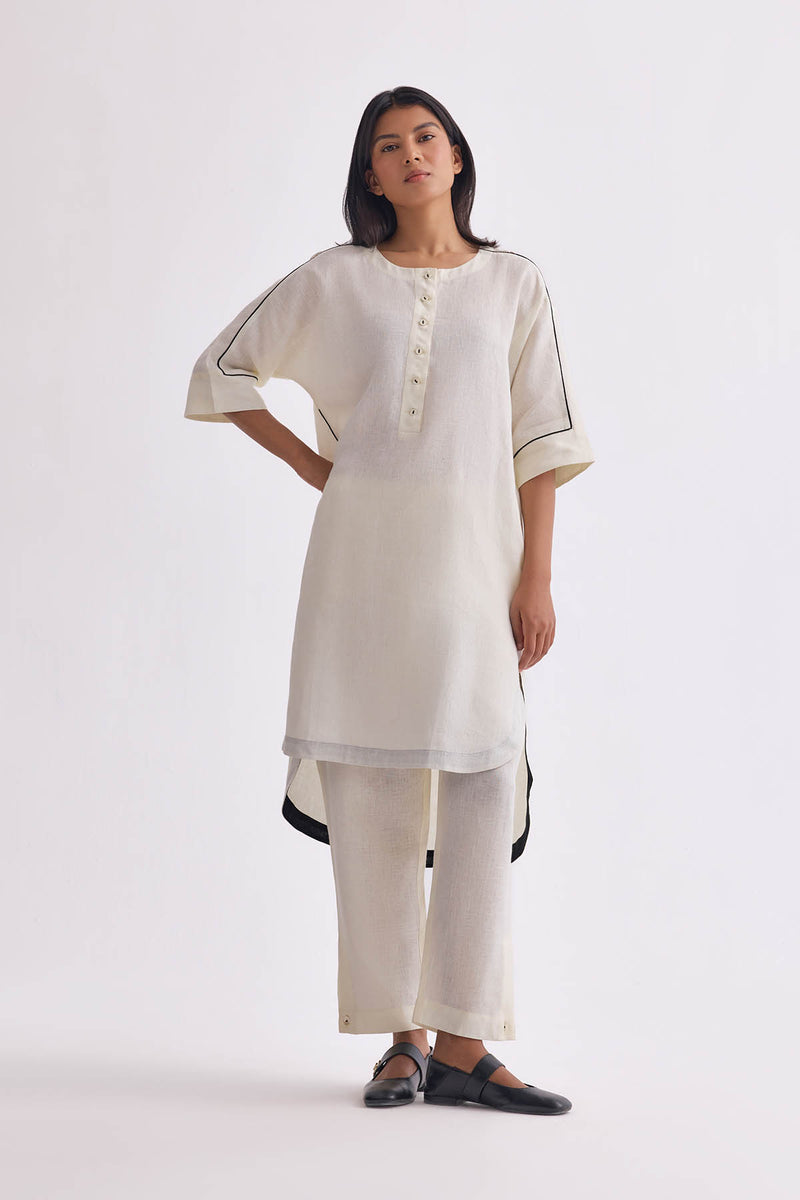 The Nishitha Cream Linen Kurta Set