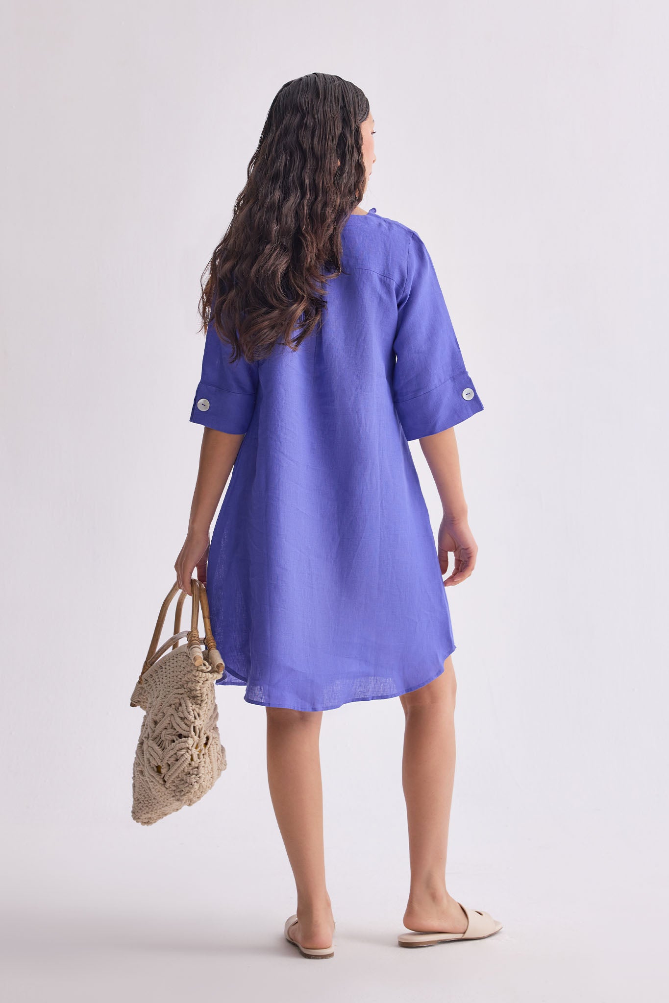 The Guftagu Violet Linen Dress