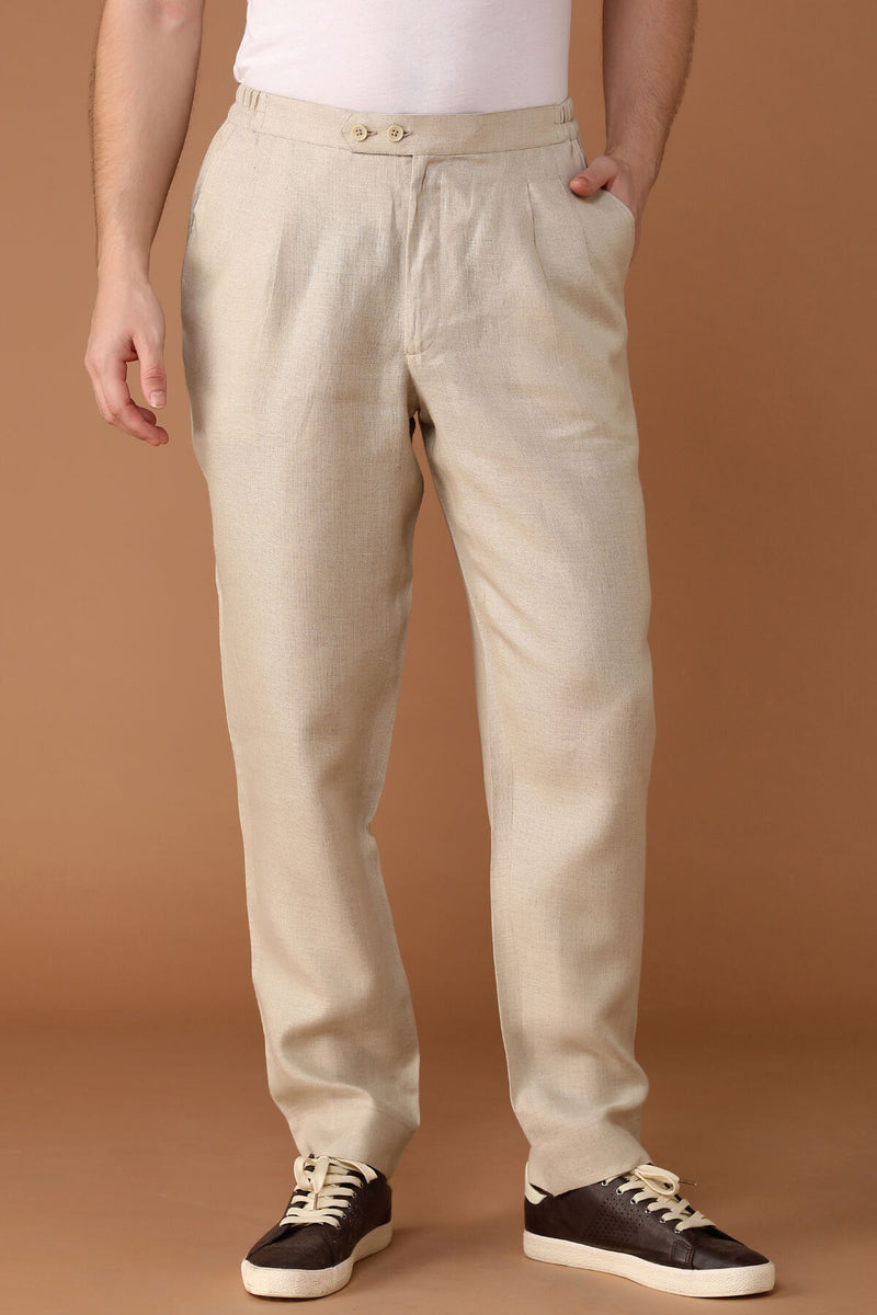Lazy Leg Beige Linen Pyjamas