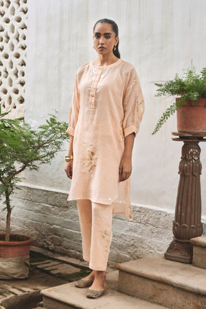 The Manmohini Peach Linen Kurta Co-ord Set