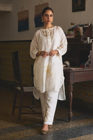 Manmohini Co-ord Set (Upper & Bottom) - Off White