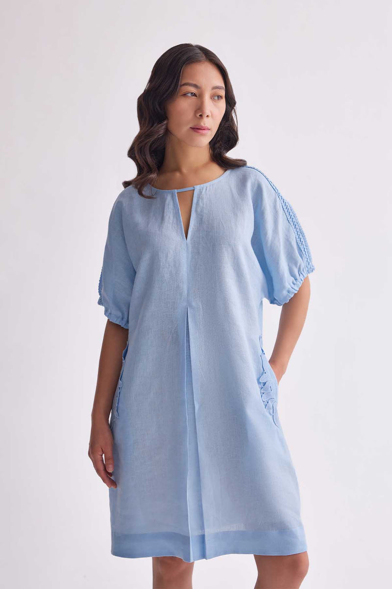 The Krishitha Light Blue Linen Dress