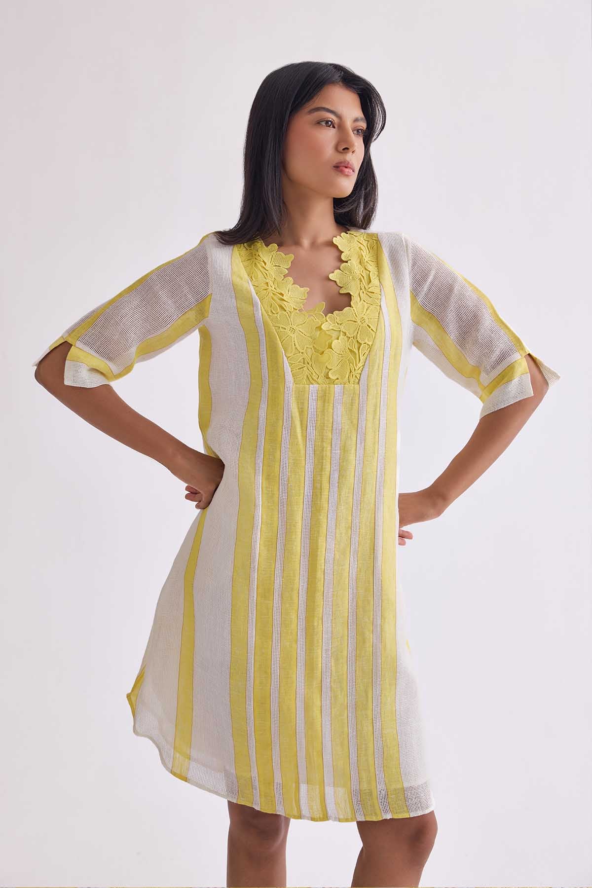 The Lishitha Dress - Yellow Stripe