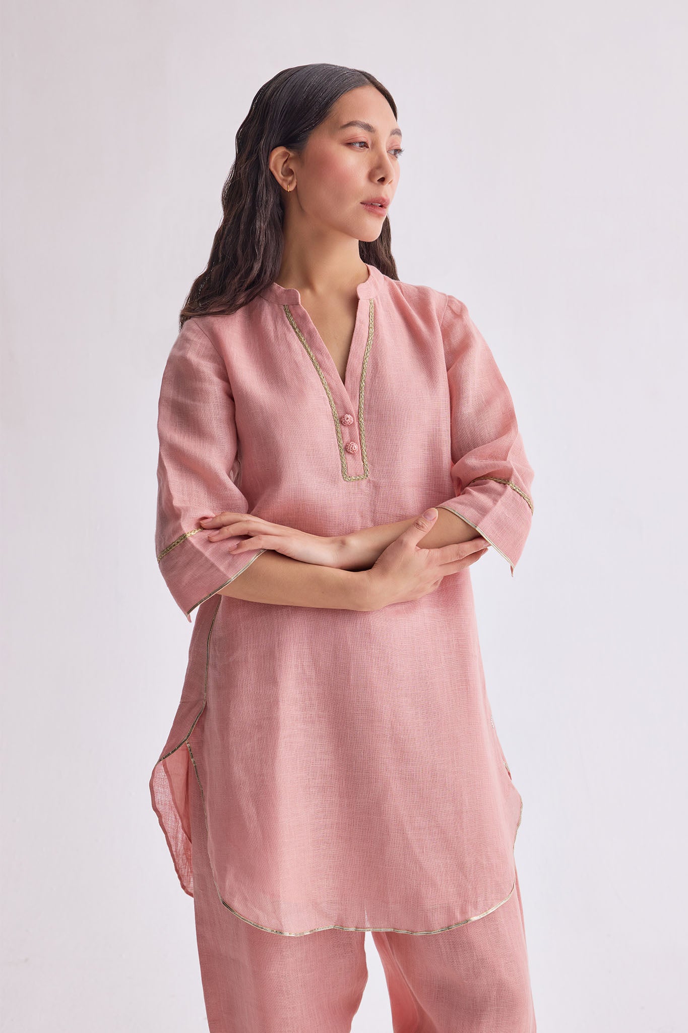 Patola Poise Kurta Set - Dark Peach