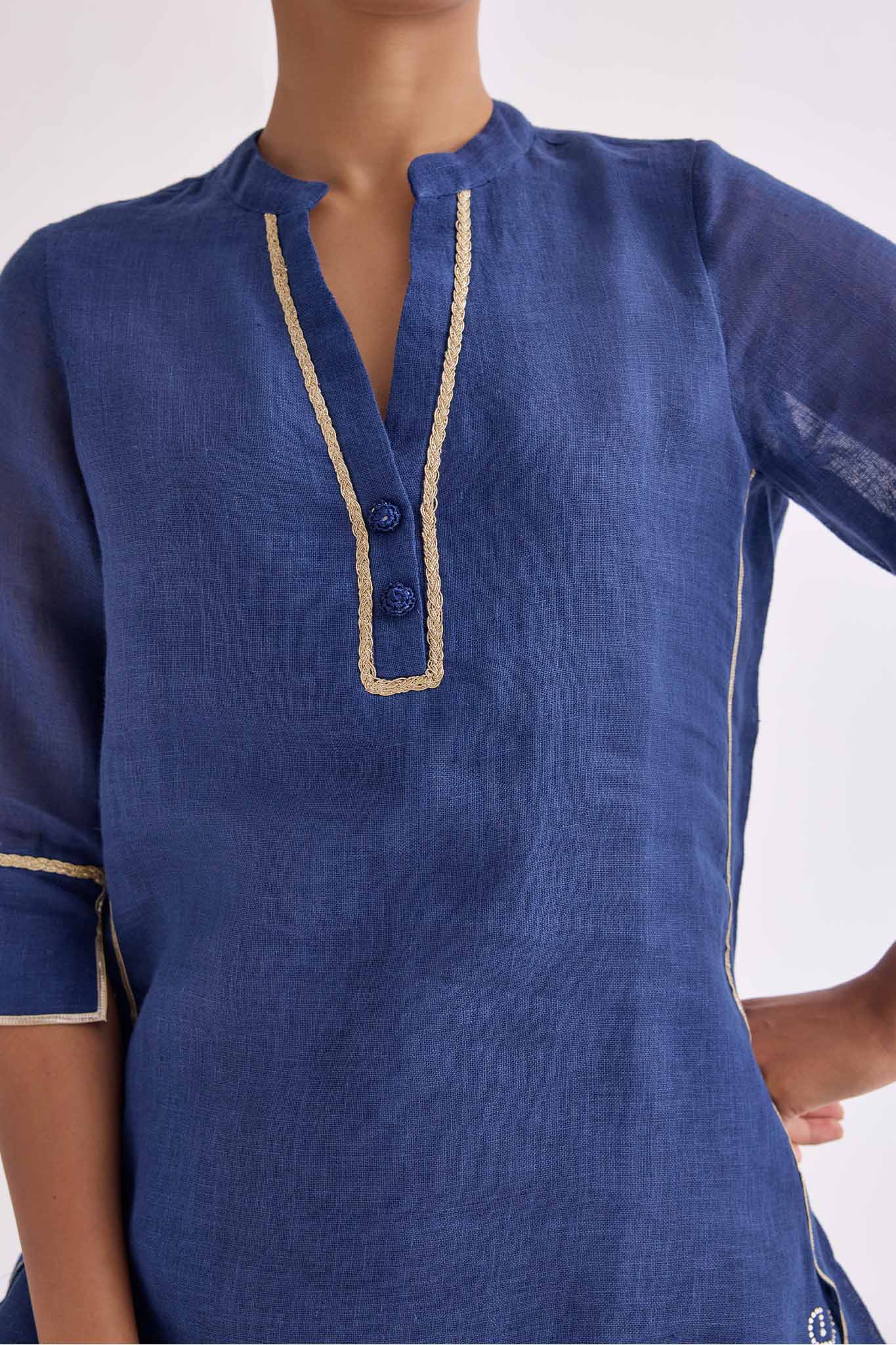 Patola Poise Kurta Set - Navy Blue