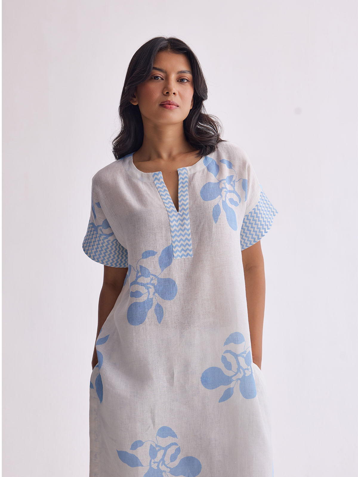 The Amaltas Linen Kurta Set  - Cyanberry