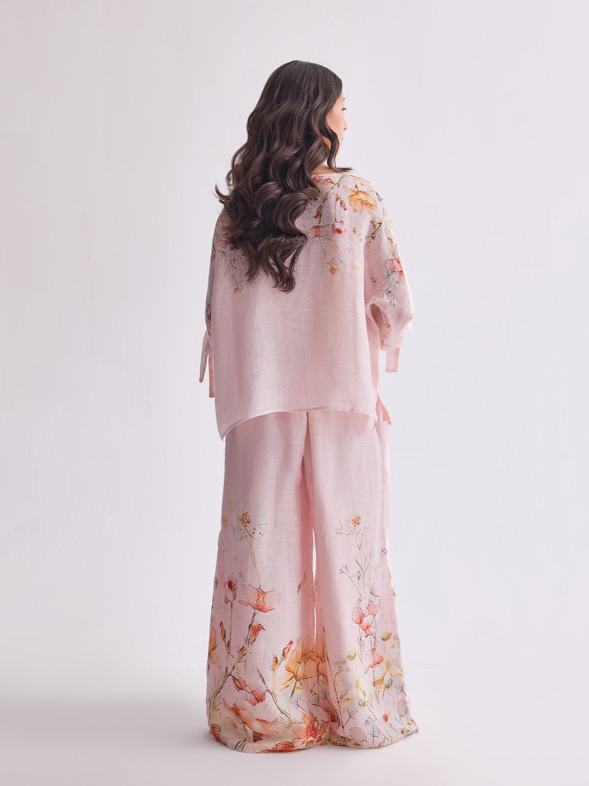 The Gulraaz Linen Cape Set - Spring Bloom