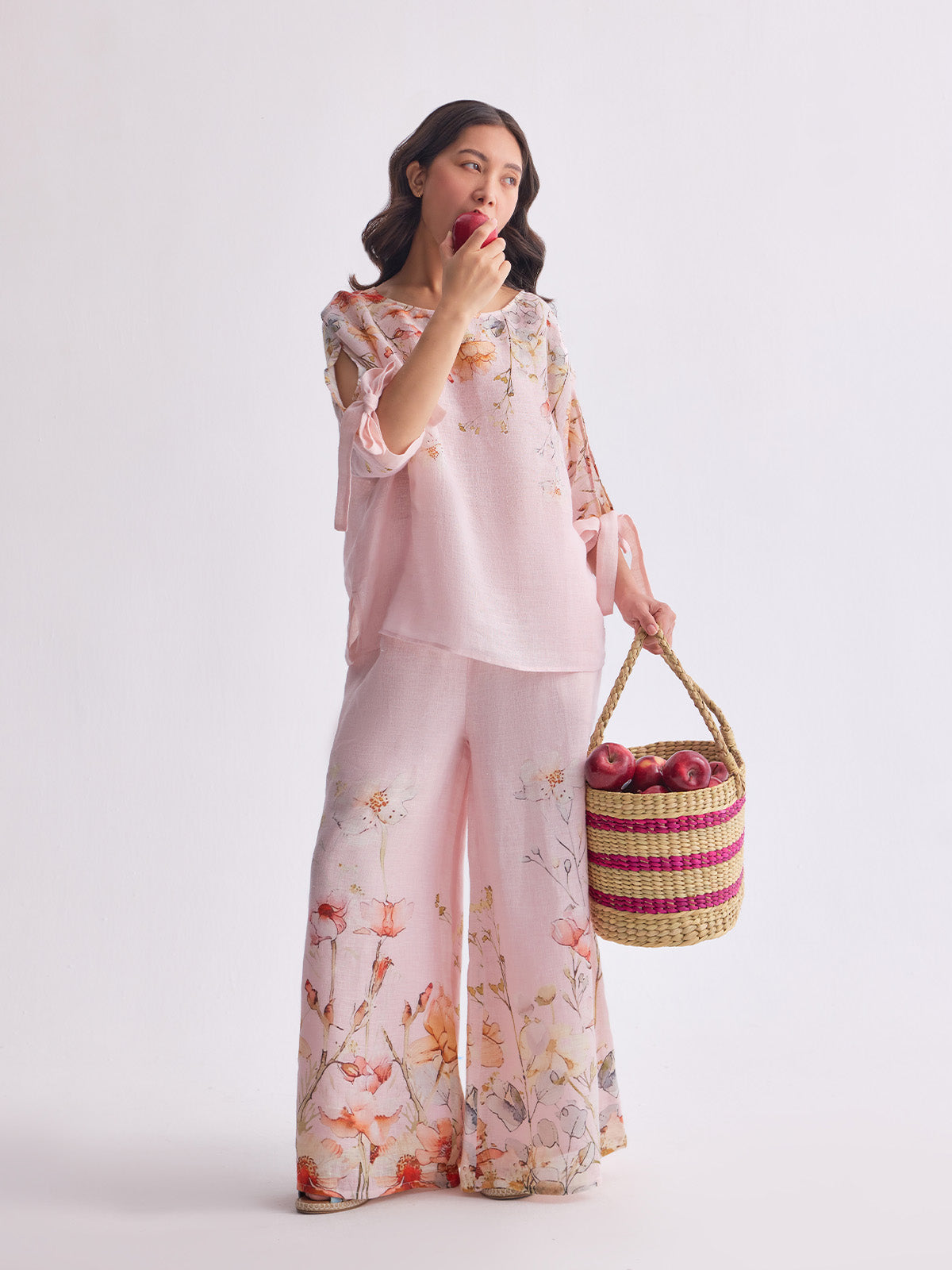 The Gulraaz Linen Cape Set - Spring Bloom