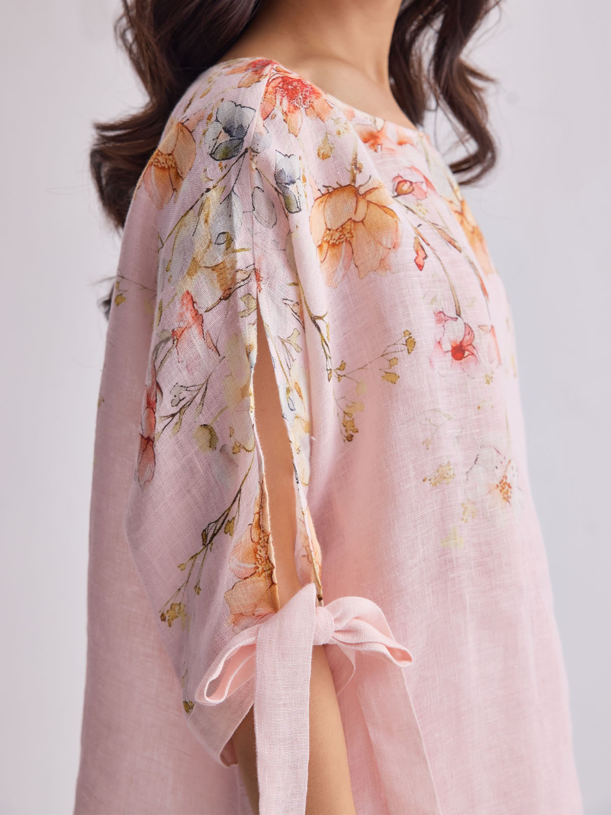 The Gulraaz Linen Cape Set - Spring Bloom