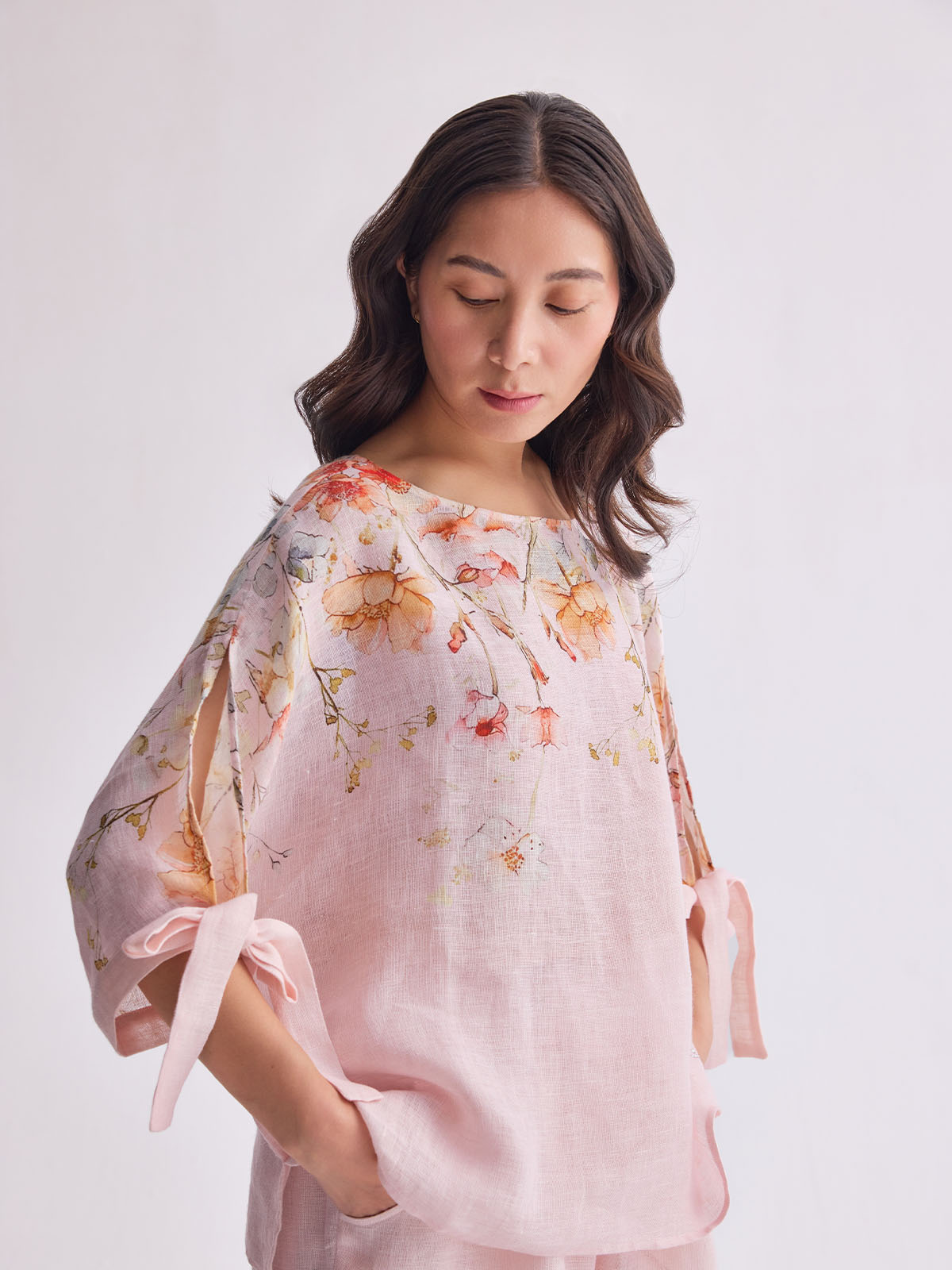 The Gulraaz Linen Cape Set - Spring Bloom