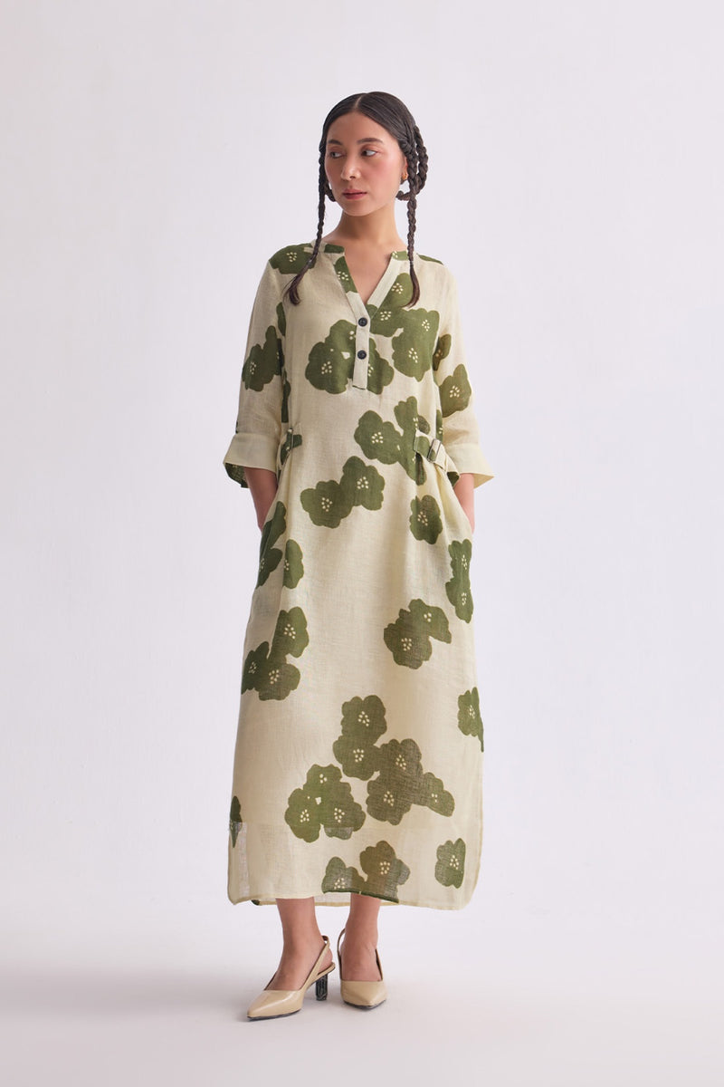 The Khuskhus Green Poppy Linen Dress