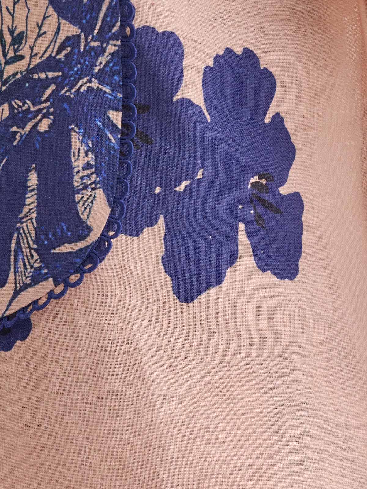 The Vanya Linen Kurta Set - Peach Print