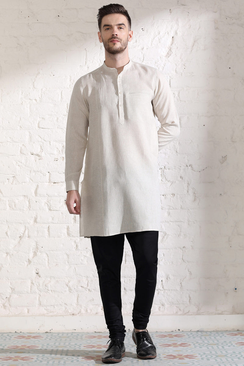 The Austere Allegory Natural White Linen Kurta