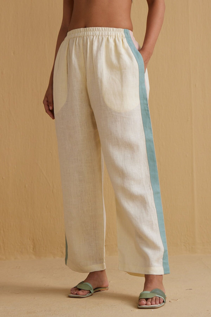 The Aviva Off White Linen Palazzos