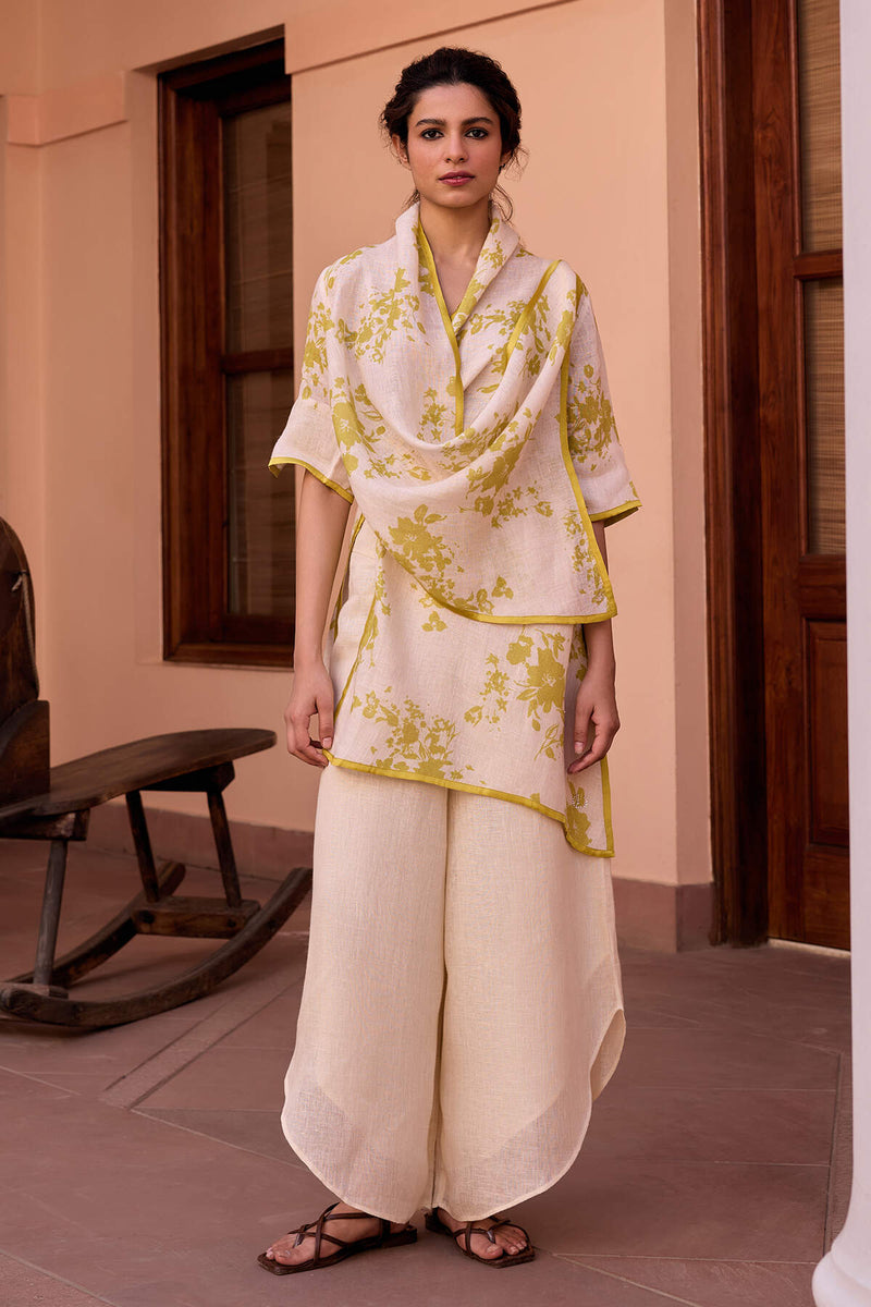The Cassia Heena Floral Gauze Linen Cape