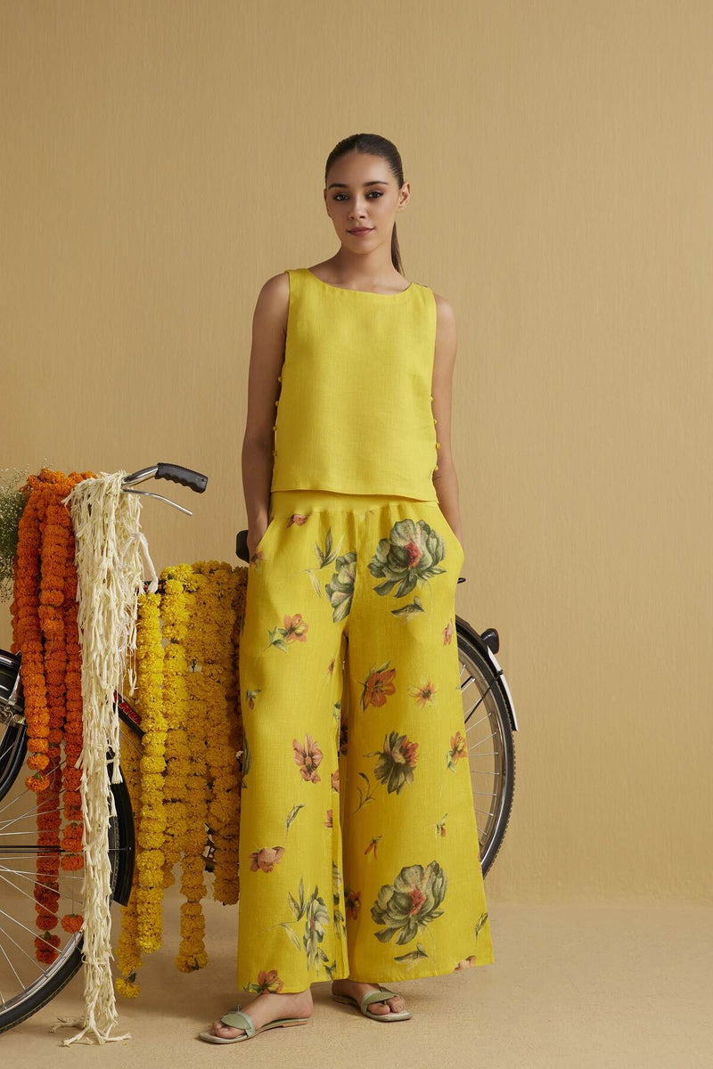 The Damara Bumblebee Yellow Linen Top