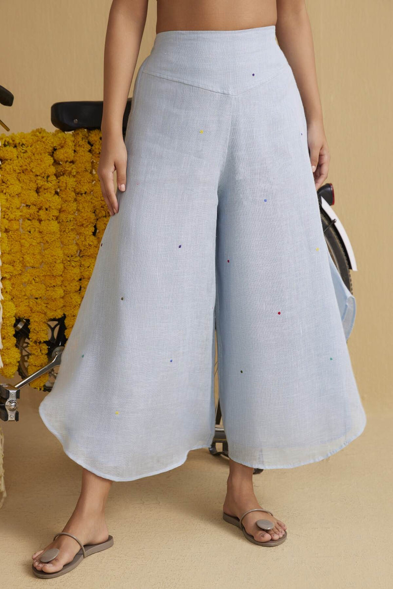 The Elif Blue Linen Palazzo