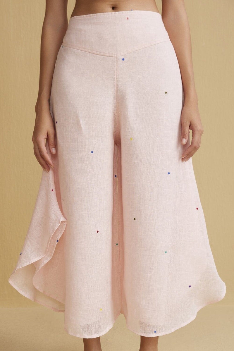The Elif Pink Linen Palazzo