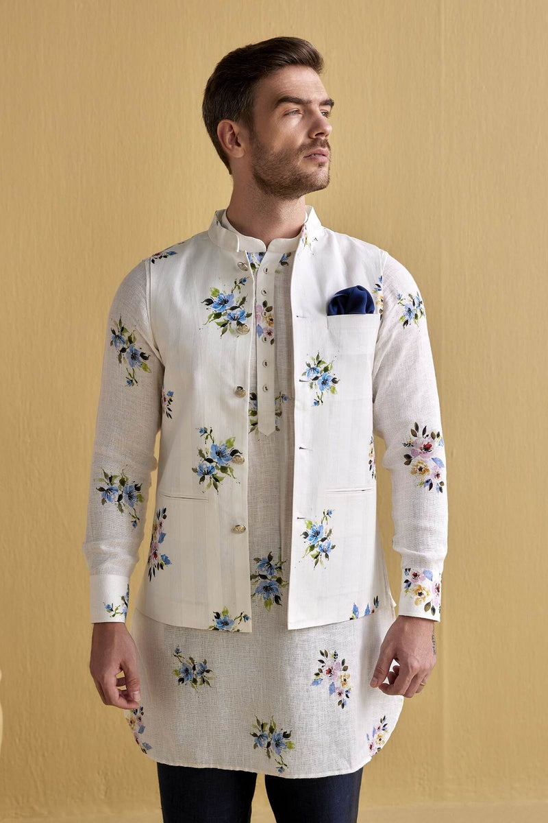 The Felix White Bloom Linen Coat