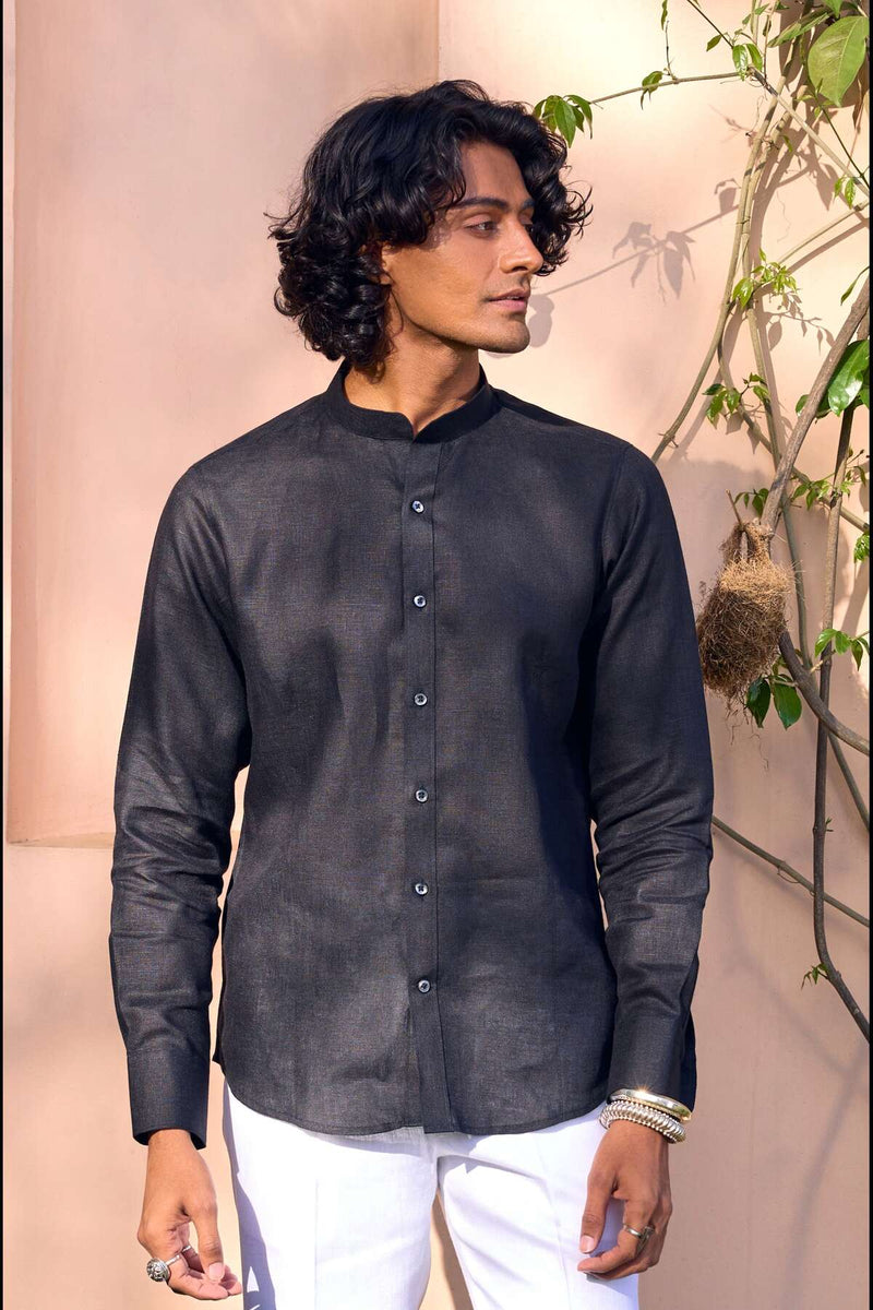 The Galen Black Linen Shirt