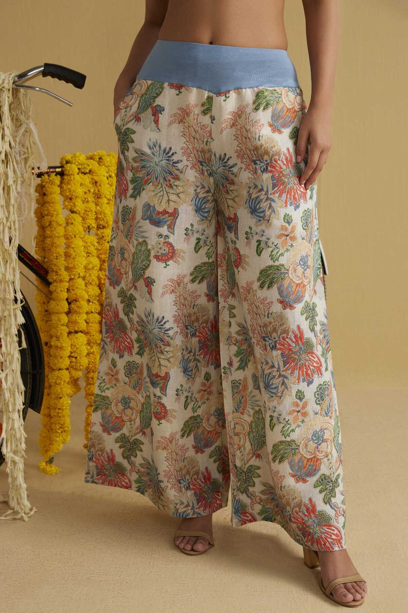 The Guldasta Full Bloom Linen Palazzos