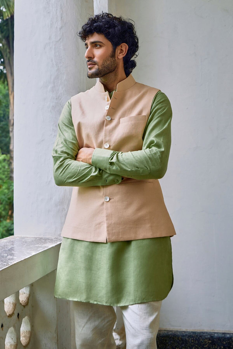 The Gulzar Sand Linen Nehru Jacket