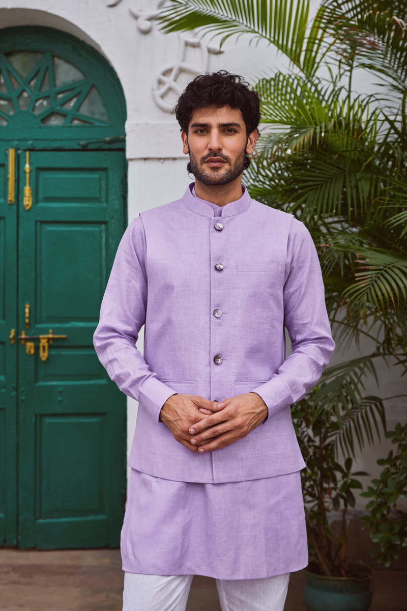 The Imaad Lilac Linen Nehru Jacket
