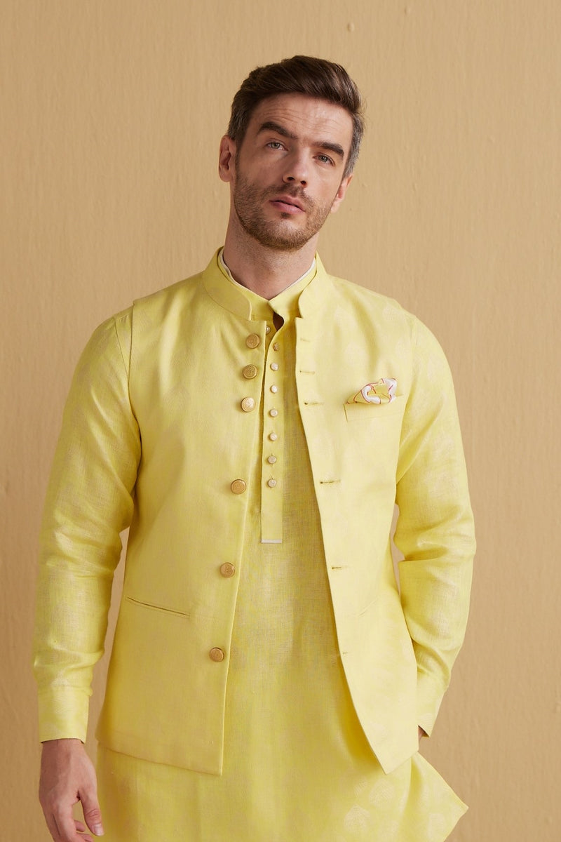 The Jasny Cyber Lime Linen Coat